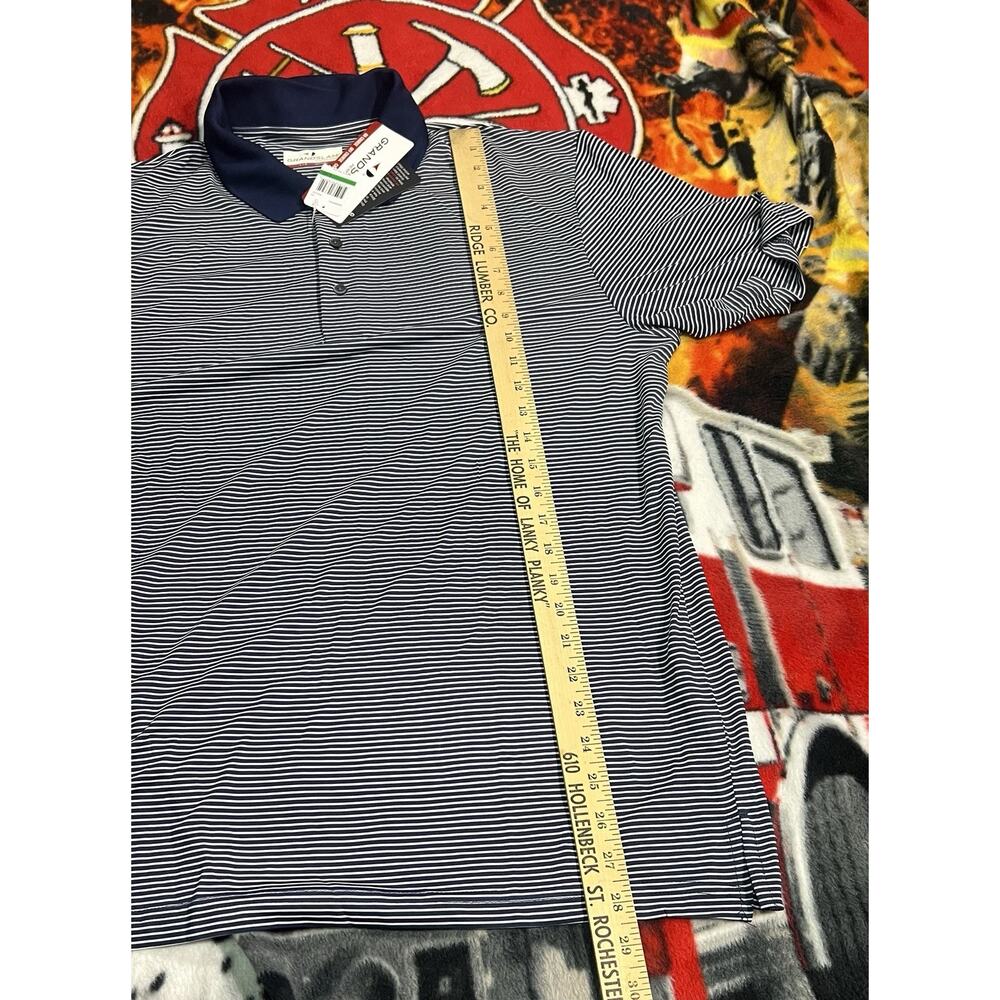 NWT MENS GRAND SLAM PERFORMANCE Peacoat Striped POLO GOLF SHIRT SIZE Large - Picture 8 of 10
